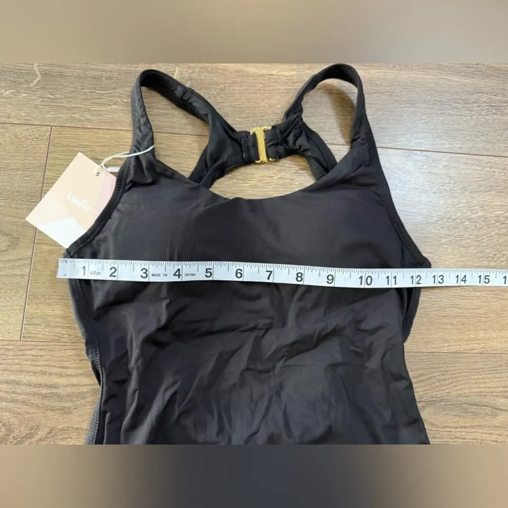 NWT Andie Catalina Black Swimsuit Open Plunge Back Size XS